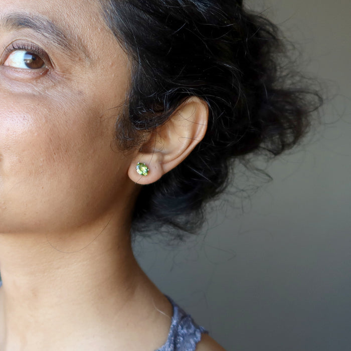 Peridot Earrings Twinking Green Studs Sterling Silver