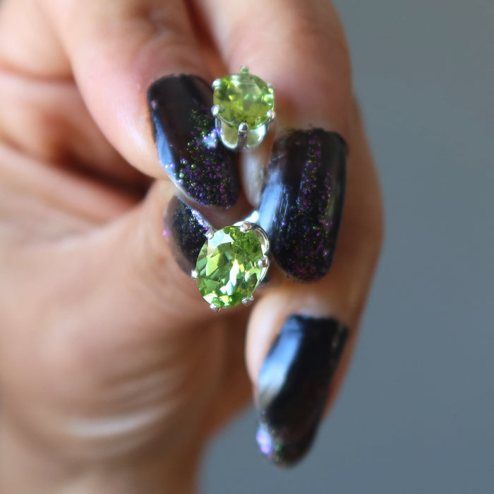 Peridot Earrings Twinking Green Studs Sterling Silver