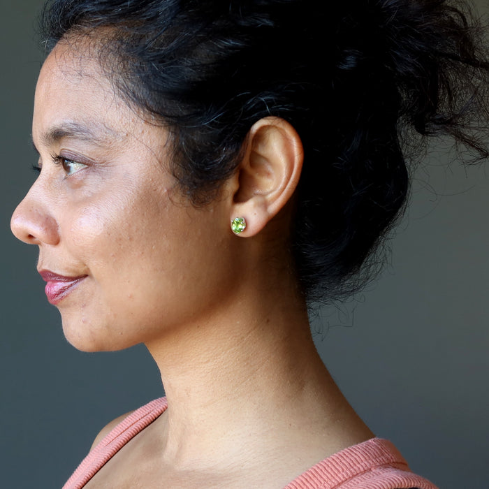 Peridot Earrings Twinking Green Studs Sterling Silver