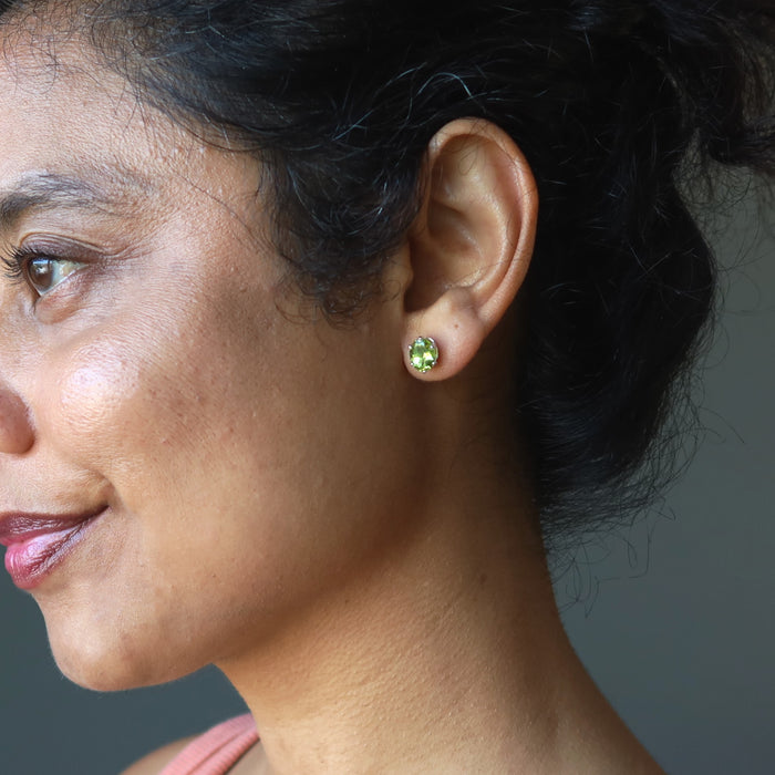 Peridot Earrings Twinking Green Studs Sterling Silver