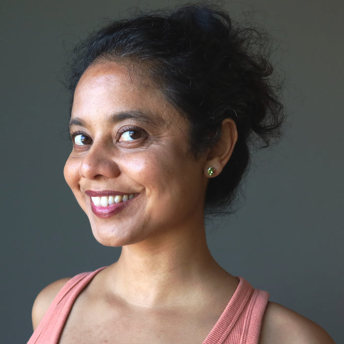 Peridot Earrings Twinking Green Studs Sterling Silver