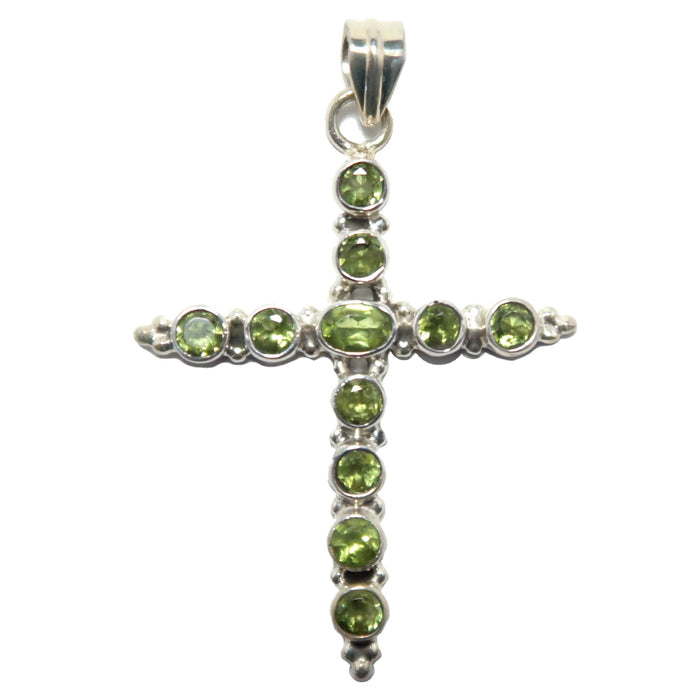 Peridot Pendant Kindness Cross Green Sterling Silver