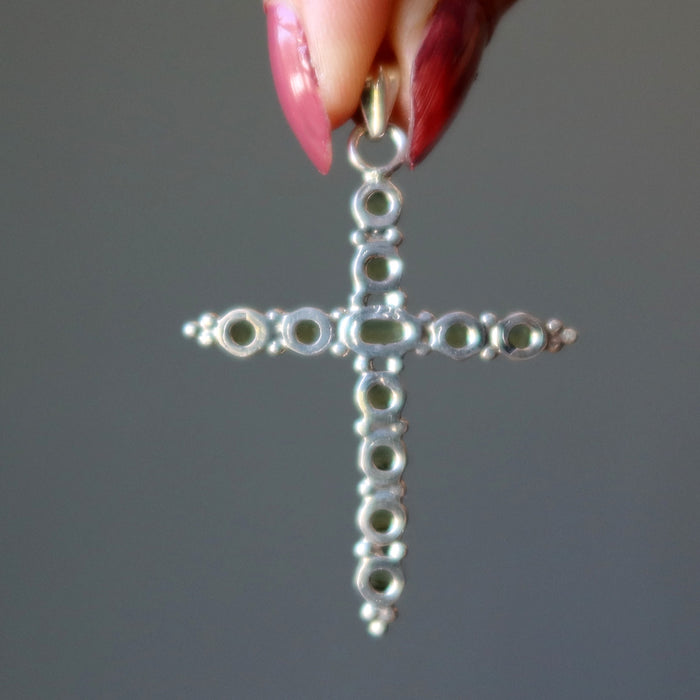 Peridot Pendant Kindness Cross Green Sterling Silver