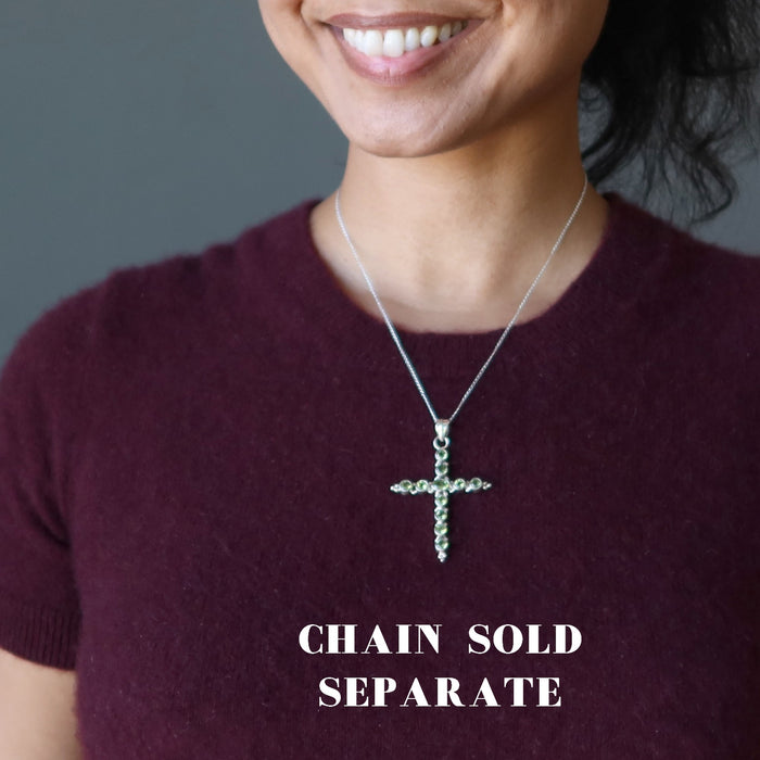 Peridot Pendant Kindness Cross Green Sterling Silver