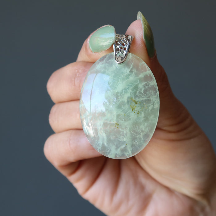 Prehnite Pendant Crystal Happy Spring Green Gemstone