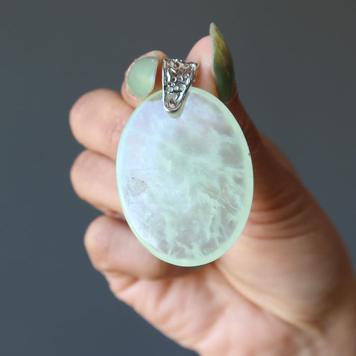 Prehnite Pendant Crystal Happy Spring Green Gemstone