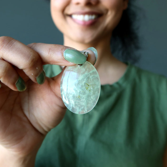 Prehnite Pendant Crystal Happy Spring Green Gemstone
