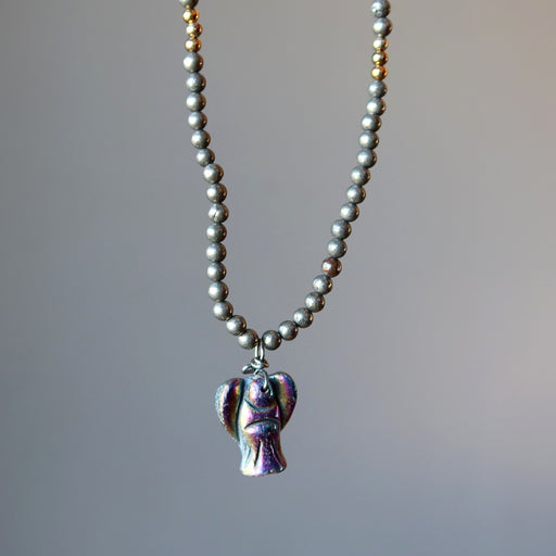 pyrite angel necklace