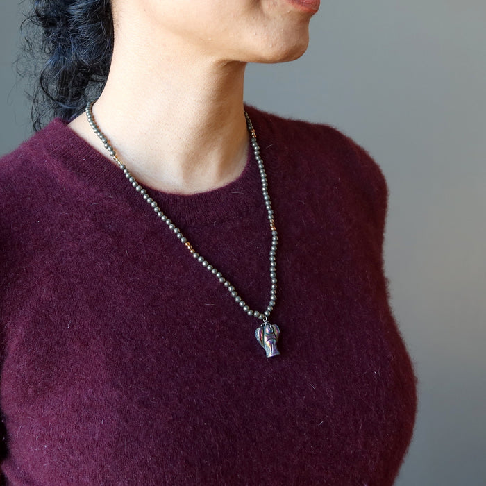 pyrite angel necklace
