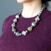 model wearing Snow Quartz Brown Agate Necklace