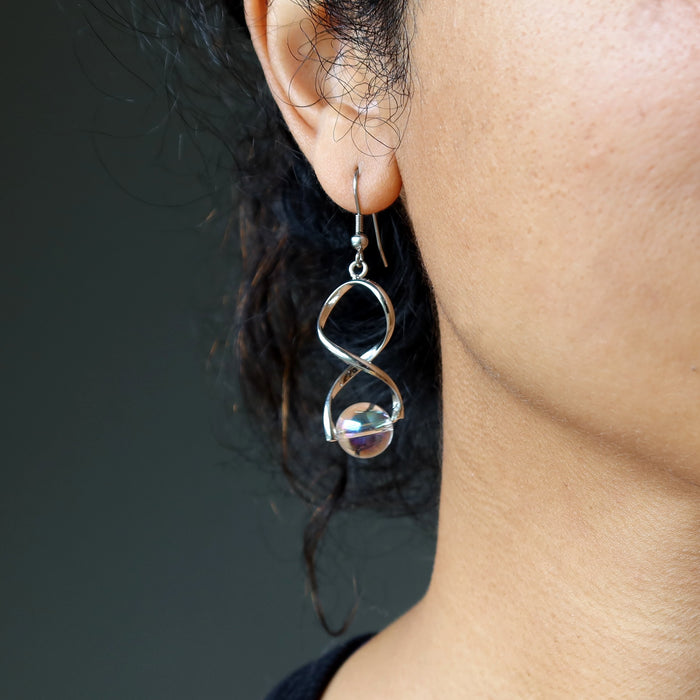 Quartz Aura Earrings Rainbow Unicorn of Magic Energy Stone