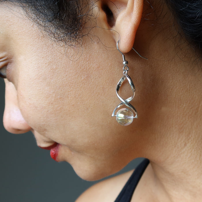 Quartz Aura Earrings Rainbow Unicorn of Magic Energy Stone