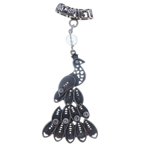 Clear Quartz decorated on silver Peacock Pendant  