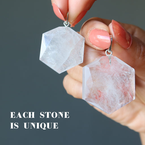 clear quartz hexagon pendants