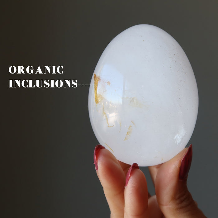 showing organic inclusions on Cloud Quartz Egg 