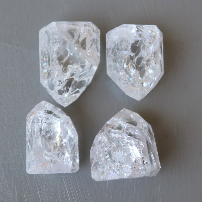 4 Rainbow Crackle Quartz Point Wand Towers