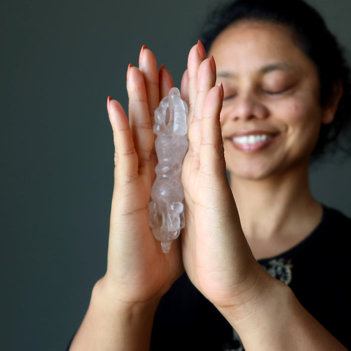 meditating with quartz dorje wand