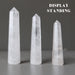 three faceted Cloud Quartz Wands standing