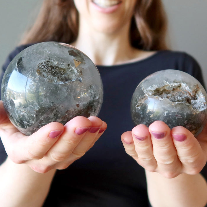 Phantom Quartz Sphere Forest Pixie Geode Crystal Ball