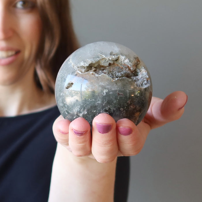 Phantom Quartz Sphere Forest Pixie Geode Crystal Ball