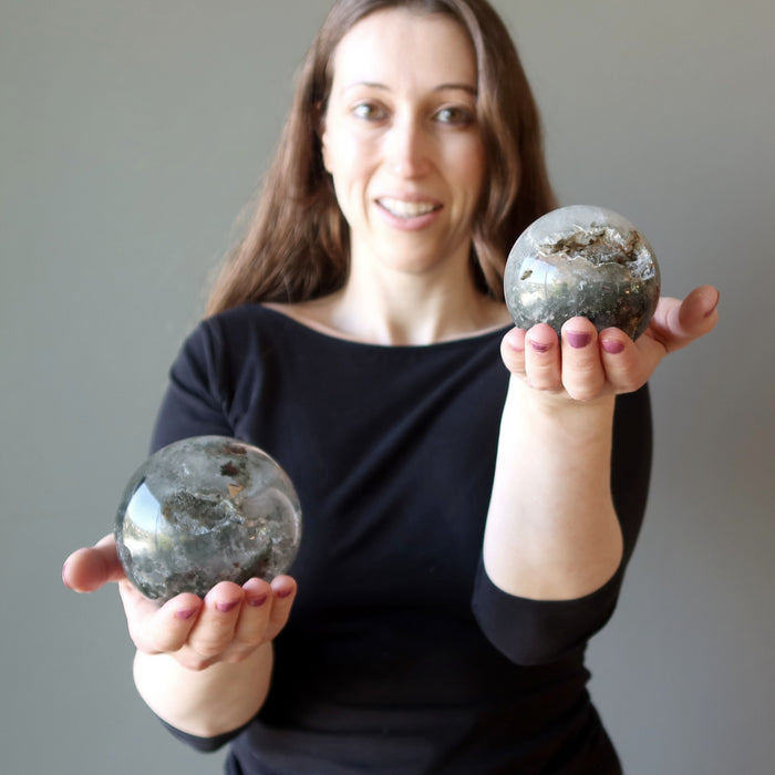 Phantom Quartz Sphere Forest Pixie Geode Crystal Ball