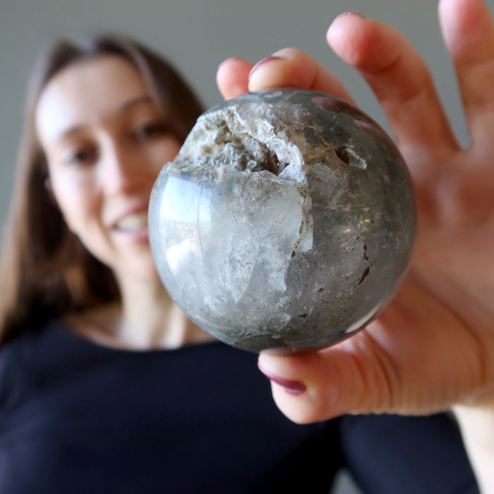 Phantom Quartz Sphere Forest Pixie Geode Crystal Ball