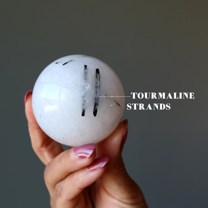 white quartz with black tourmaline strands