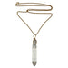 raw clear quarz point wrapped on gold chain necklace