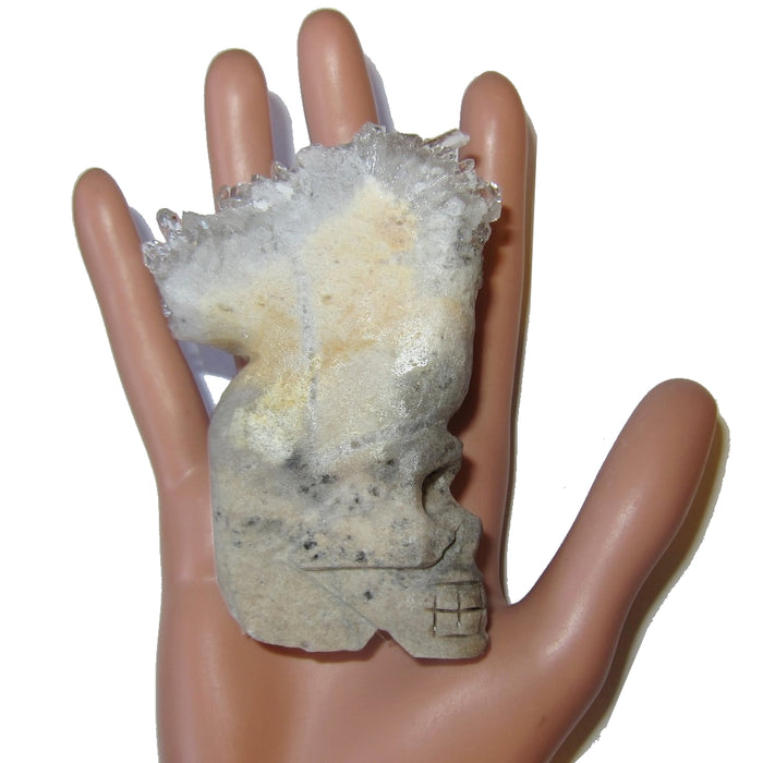 Quartz Geode Cluster Skull Hand Crafted Carved Crystal Healing