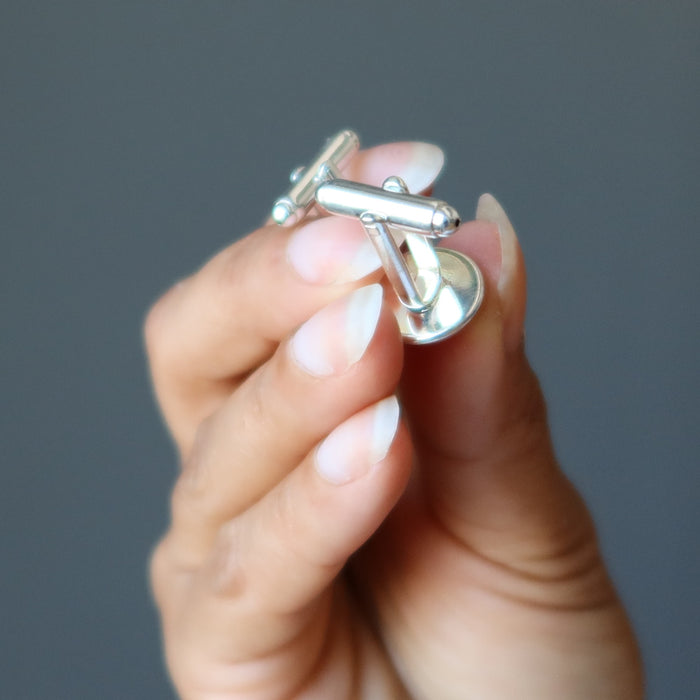 rhodochrosite silver cufflinks