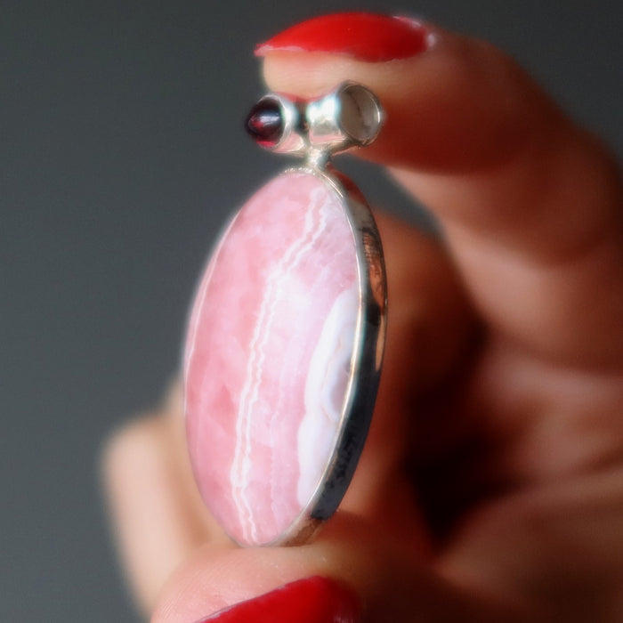 rhodochrosite garnet pendant