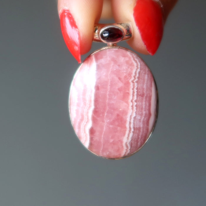 rhodochrosite garnet pendant