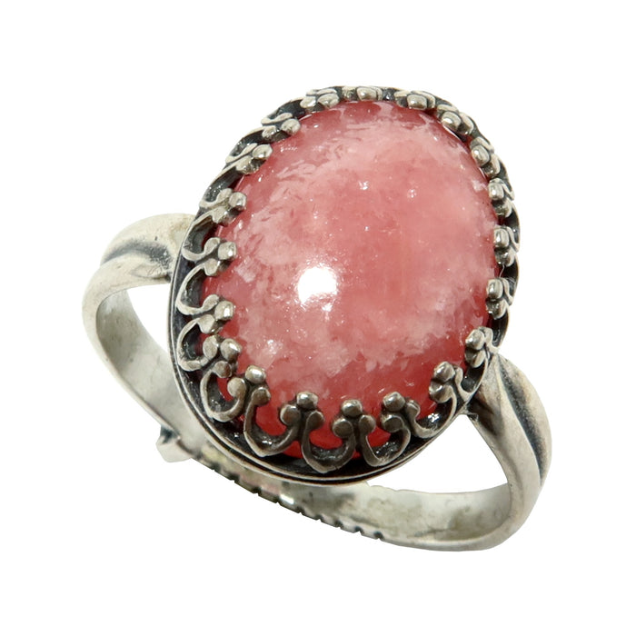 rhodochrosite oval sterling silver ring