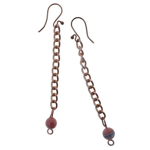 rhodochrosite copper dangle earrings