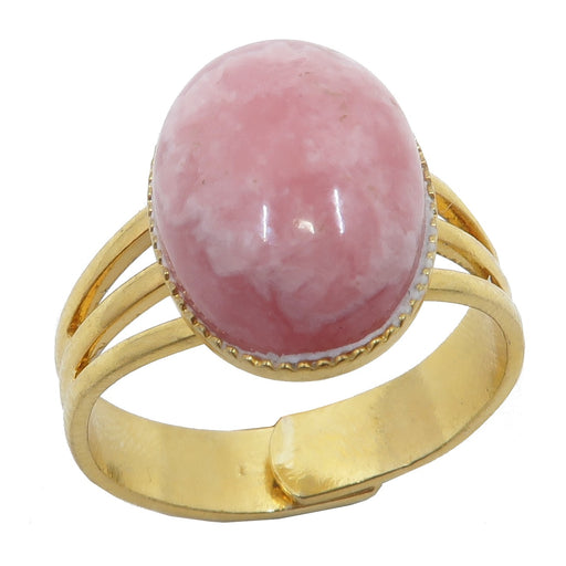 rhodochrosite oval in gold adjustable ring