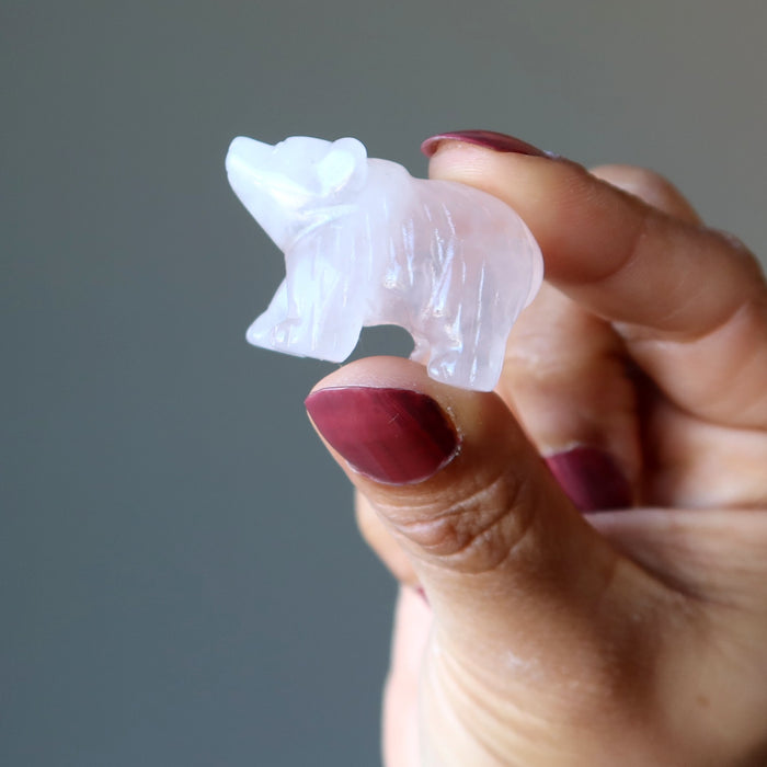 rose quartz bear figurine