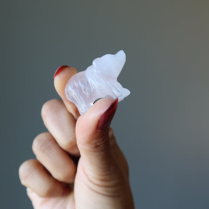 rose quartz bear figurine