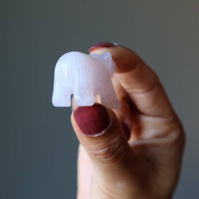 rose quartz bear figurine