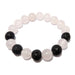 beaded rose quartz and black lava round stretch bracelet