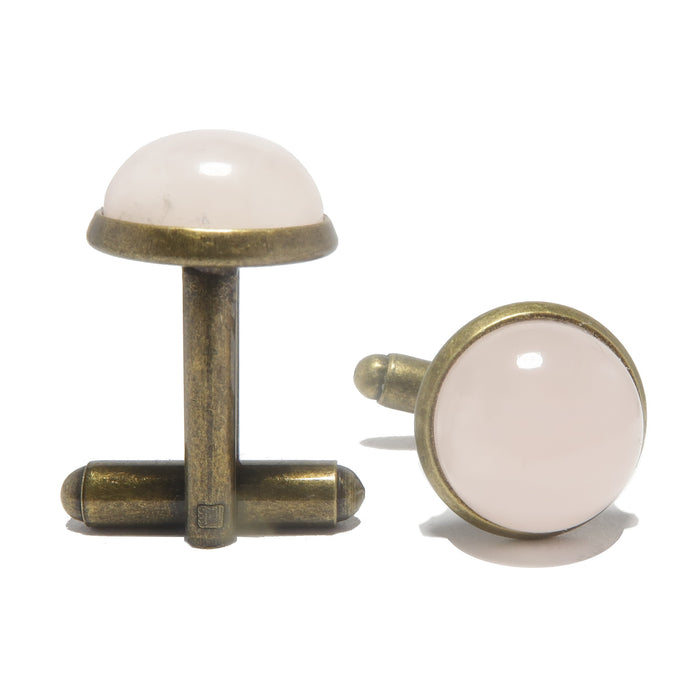 rose quartz antique bronze cufflinks