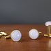 2 pairs of rose quartz gold cufflinks