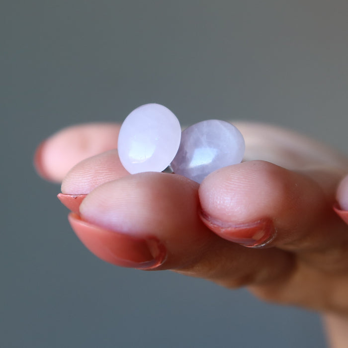 rose quartz oval stud earrings