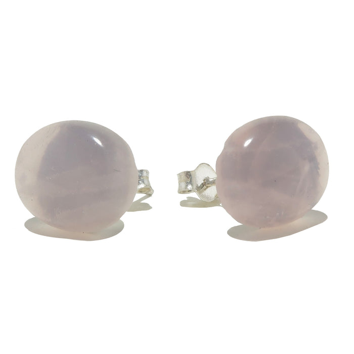 rose quartz oval stud earrings