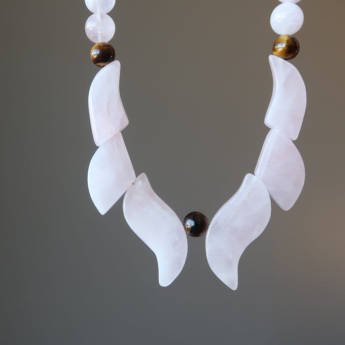 bottom half of rose quartz flame necklaces