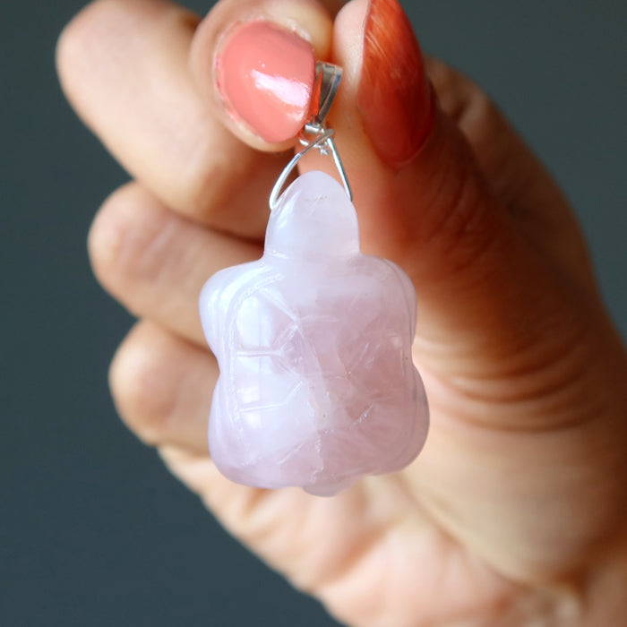 rose quartz turtle pendant