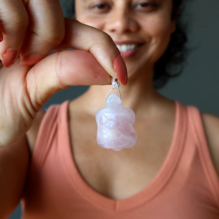 rose quartz turtle pendant