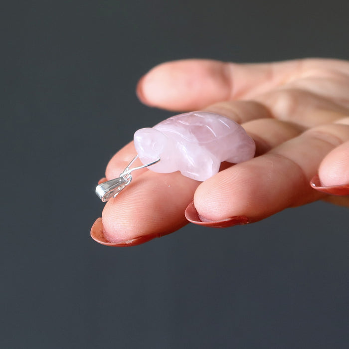 rose quartz turtle pendant