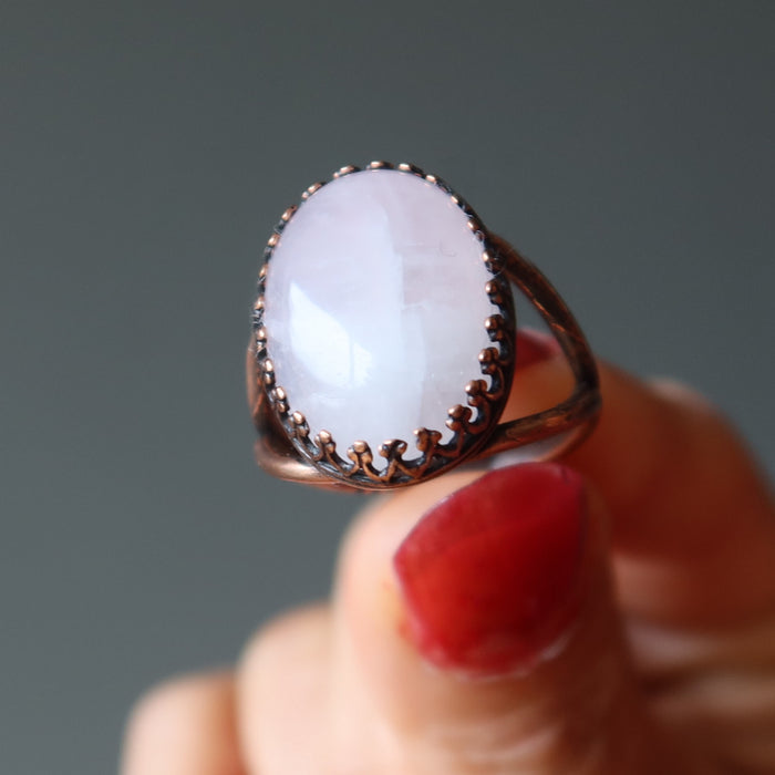 rose quartz antique copper ring