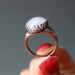 rose quartz antique copper ring