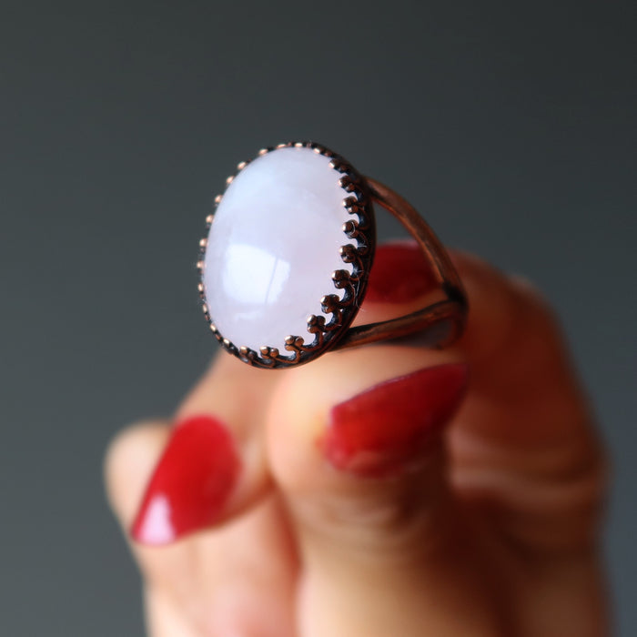 rose quartz antique copper ring
